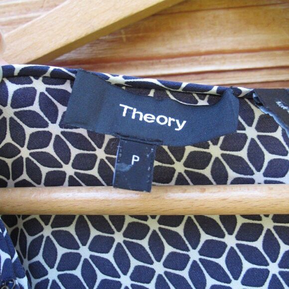 Theory Antazie Tile Geo Print Silk Top - Picture 9 of 10